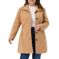 thumbnail image 3 of Agnes Orinda Women's Plus Size Pea Coat Single Breasted Overcoat Lapel Long Sleeves Belt Winter Outerwear with Pockets 3X Camel, 3 of 6