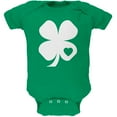 thumbnail image 1 of St. Patricks Day - Shamrock Heart Kelly Green Soft Baby One Piece, 1 of 1