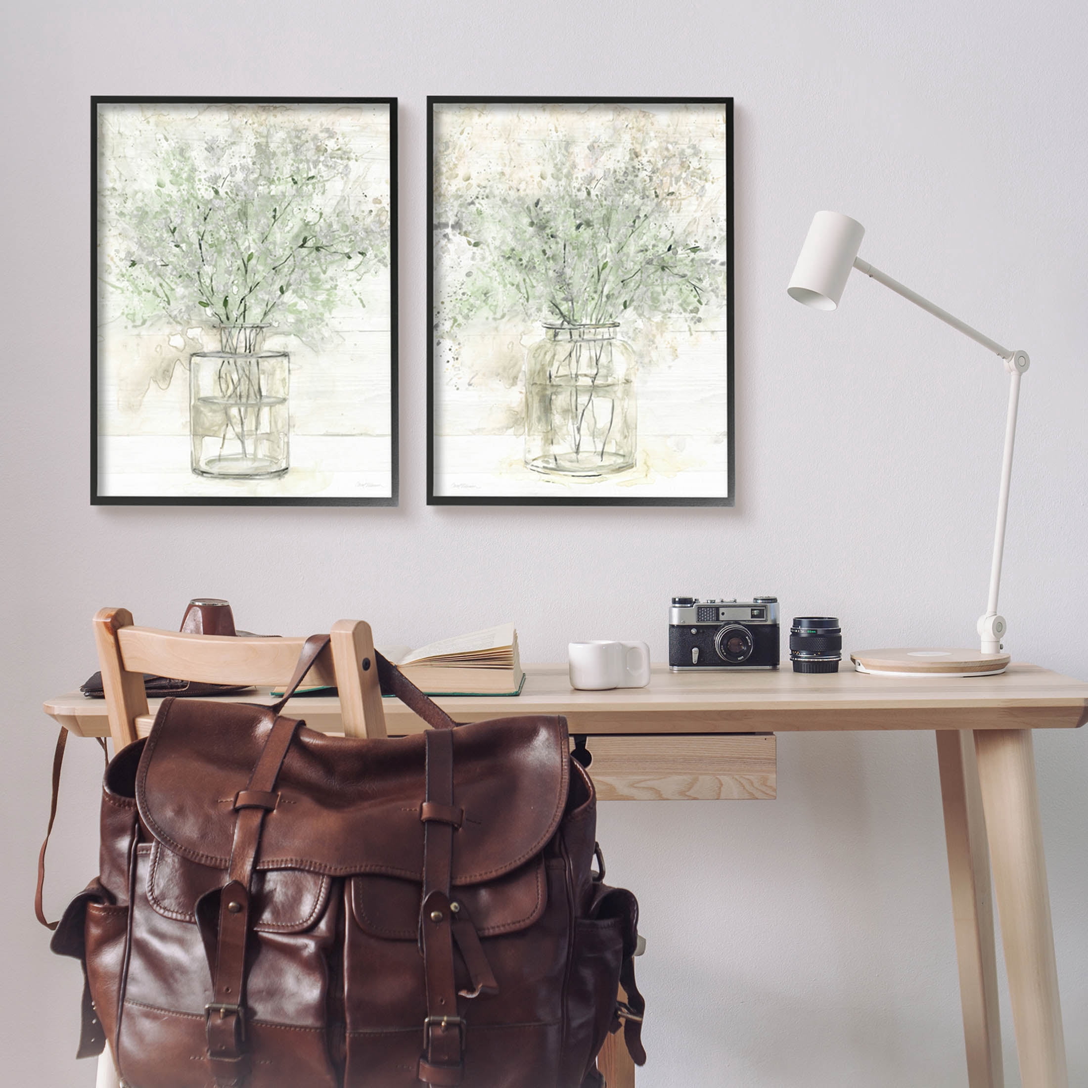 Country Florals Delicate Blooming Bouquet Botanical & Floral Graphic Art Black Framed Art Print Wall Art, Set of 2