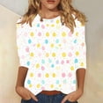 thumbnail image 1 of TaTaai Casual Easter Pullover for Women 3/4 Sleeve Round Neck Printed Loose Fit T Shirt Fashion Top Soft Comfortable Lightweight Blouse for Spring Summer Gift, 1 of 5