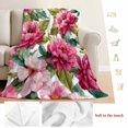 thumbnail image 5 of Pink Floral Blanket Soft Cozy Warm Throw Blanket for Couch, Plush Fuzzy Flannel Fleece Blankets for Sofa, Watercolor Flowers Leaves Plants Watercolor Bed Blankets Lightweight Gifts for Women, 30"x40", 5 of 9