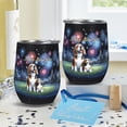 thumbnail image 4 of Happy New Year Beagle Family Cheer Winter Midnight Firework 12oz Stainless Steel Wine Tumbler Insulated Cup with Lid Beagles Dog Lover Gifts Idea - 02025, 4 of 5