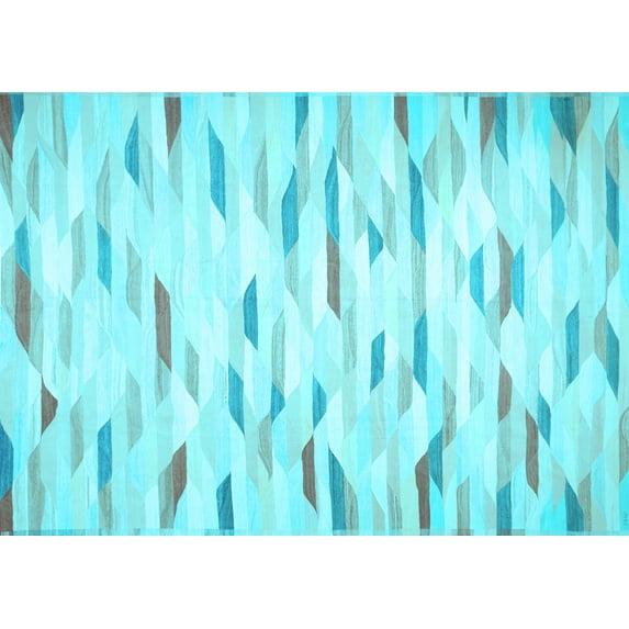 Ahgly Company Indoor Rectangle Solid Light Blue Modern Area Rugs, 7' x 10'