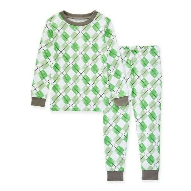 Burta s Bees Baby Toddler Burt s Bees Baby Kid s St. Paddy s Day Jiggy Argyle Organic Cotton Pajamas size 18 Months Walmart