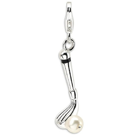 Sports Mom Charm - ICE CARATS 925 Sterling Silver Freshwater Cultured Pearl Golf Club Lobster Pendant Charm Necklace Sport Fine Jewelry Ideal Gifts For Women Gift Set From Heart