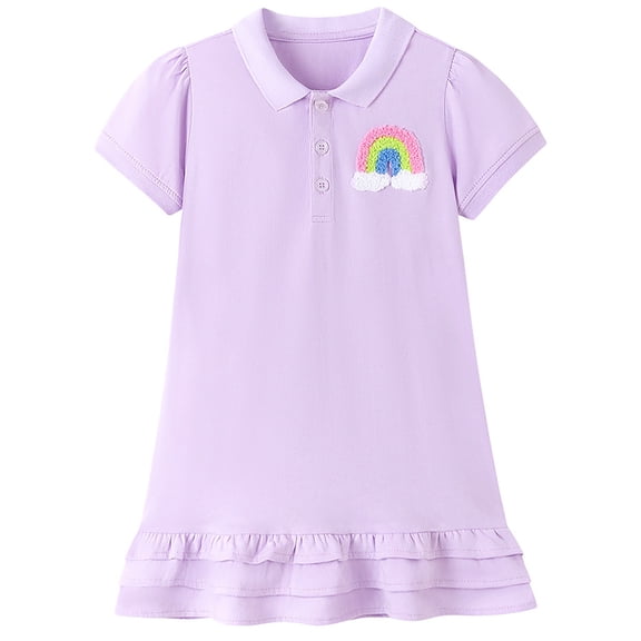 xfsWaSs Toddler Girl Sporty Dress Girls Short Sleeve Dress Cute School Uniform Polo Dresses Kids Casual Sundress Comfortable Soft Wear 2-3 Years