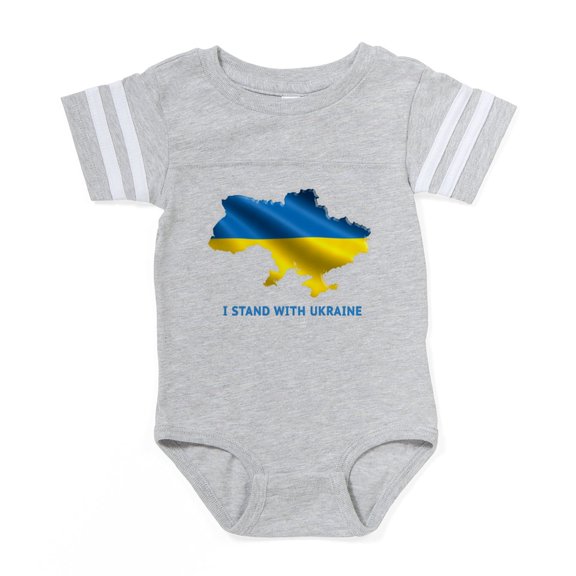 CafePress - I Stand With Ukraine Flag U - Cute Infant Baby Football Bodysuit