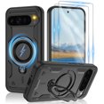 thumbnail image 1 of HCTian pour Google Pixel 9 Pro TG Étui : Compatible avec MagSafe & [HD Screen Protectorx2], Support Rotatif en Métal, Protection Anti-Empreintes Digitales de Qualité Militaire, 1 of 7