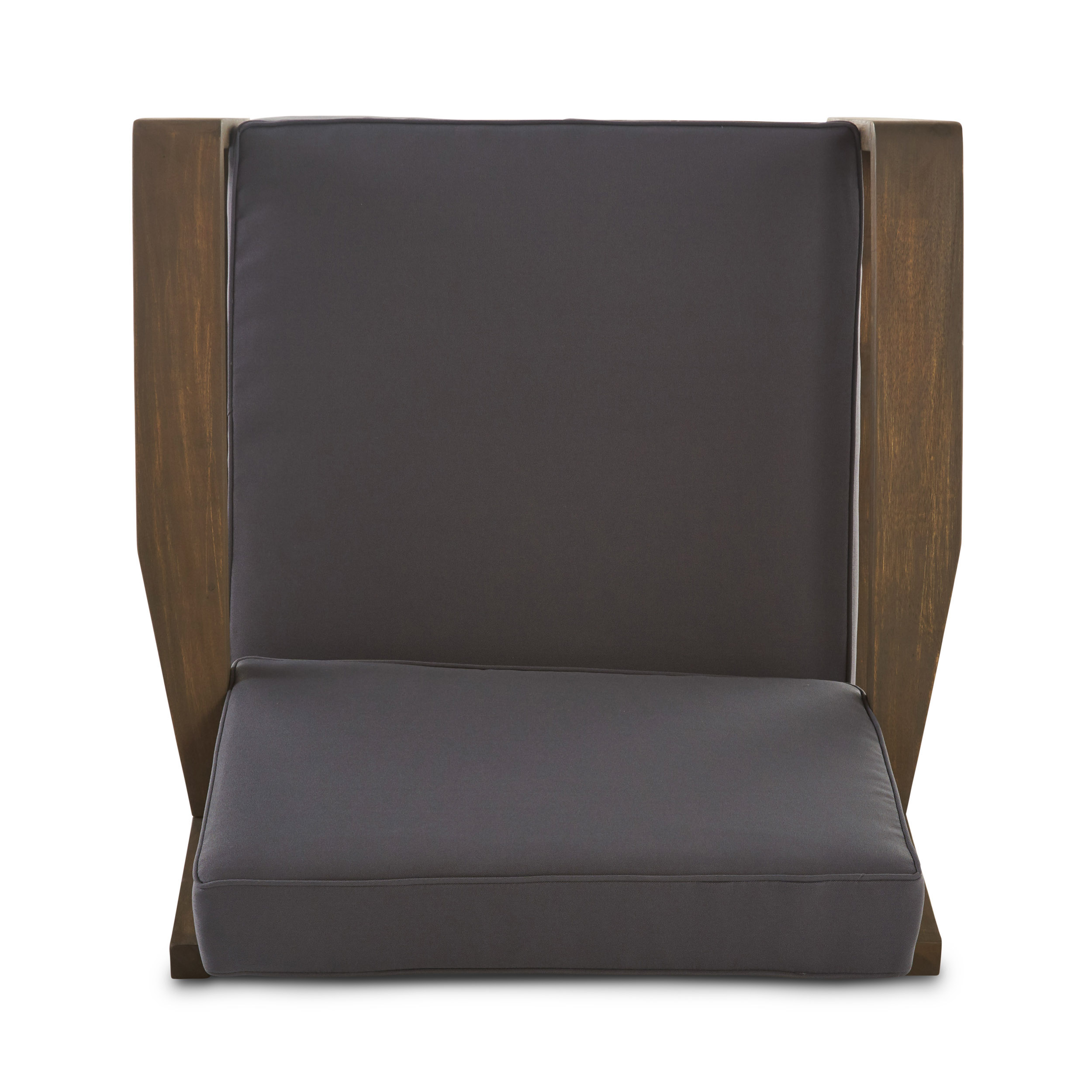 Noble House Cascada Acacia Wood Club Chairs with Cushions, Grey / Dark Grey (Set of 2)