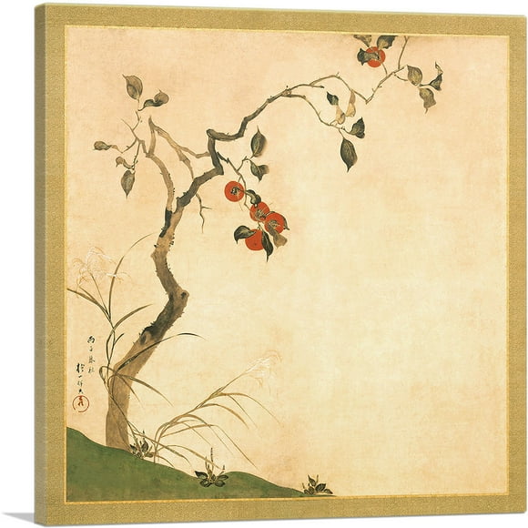 ARTCANVAS The Persimmon Tree Canvas Art Print by Sakai Hoitsu - Size: 26" x 26" (1.50" Deep)