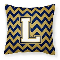 Carolines Treasures CJ1057-LPW1414 Letter L Chevron Navy Blue & Gold Fabric Decorative Pillow
