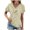 Beige, variant on Fesfesfes Blouse Women's V-Neck Fashion Casual Short Sleeve Spring And Summer Top Women Blouse S(US:4)