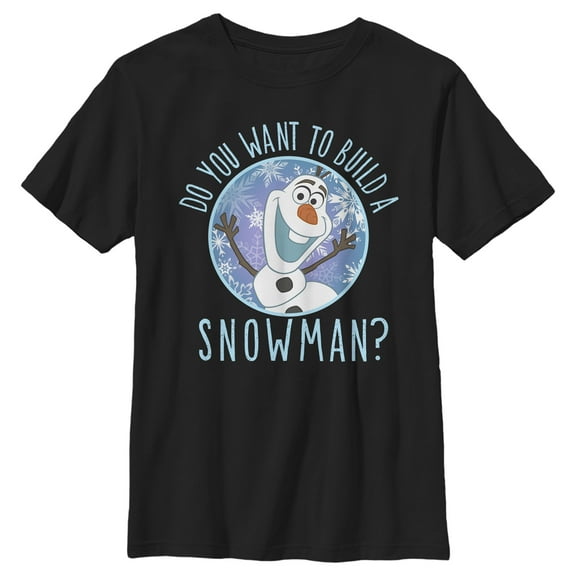 Boy's Frozen Olaf Build Snowman Graphic Tee Black Large