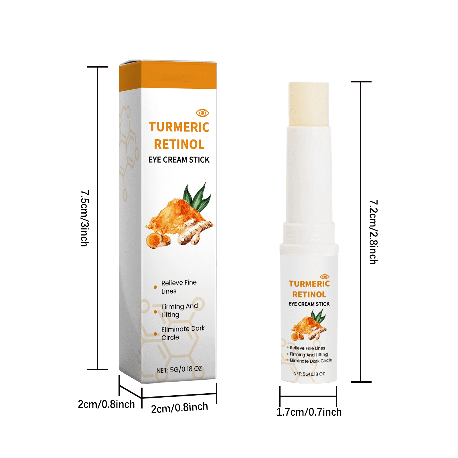 Alvantor Turmeric Retinol Eye Cream Stick for Firming and Anti-Aging - Reduces Dark Circles and Puffiness, 0.18 oz