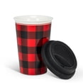thumbnail image 2 of Tasse de Voyage à Carreaux Noirs et Rouges, 2 of 4