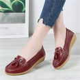 thumbnail image 2 of Women Loafers Leather Rubber Sole Slip On Walking Flats Casual Moccasin Boat Shoes, 2 of 5