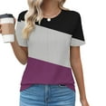 thumbnail image 2 of Annhoo Womens Plus Size Clothes Oversized Short Sleeve Color Block Tshirts Crew Neck Dressy Casual Blouse Summer Tops, 2 of 5