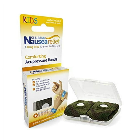 Sea-Band Anti-Nausea Acupressure Wristband for Motion & Morning Sickness, Child, 1 Pair Camouflage