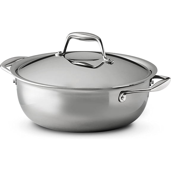 Tramontina Signature 4-Quart Tri-Ply Clad Stainless Steel Universal Pan with Lid, Induction Ready, Oven-Safe, Dishwasher Safe