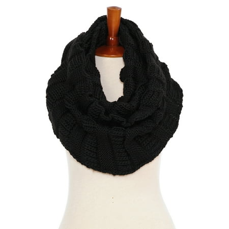 Basico Women Winter Warm Knit Infinity Scarf Soft (Best Fabric For Infinity Scarf)