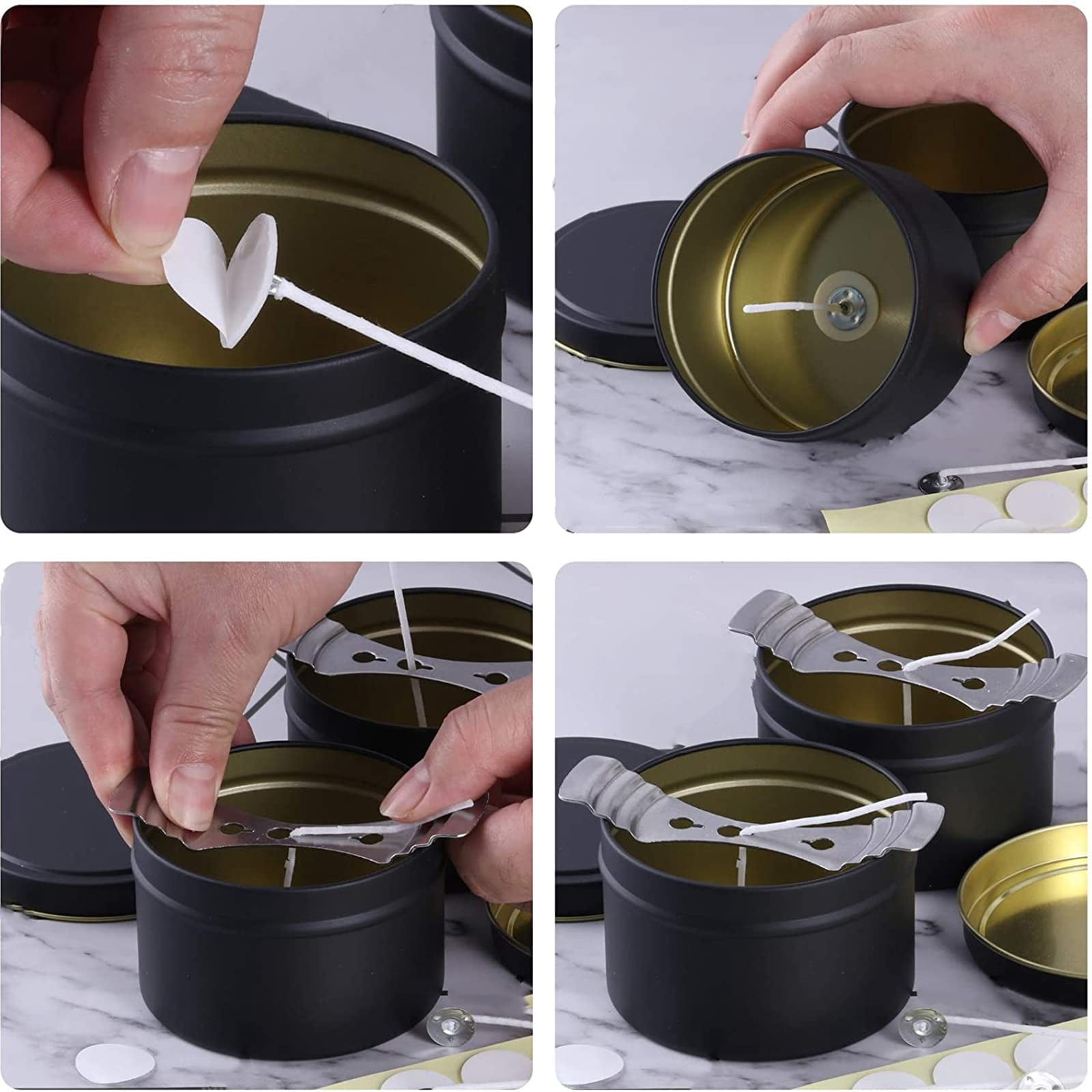 24PCS Candle Jars for Making Candles Metal Round Candle Tins with Lids 4 oz, Black Candle Containers