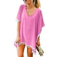 thumbnail image 2 of Women's Trim Kaftan Chiffon Tassels Swimwear Beach Loose Bikini Cover Up Tops Bathing Suits For Women Bathing Suits For Teen Girls Three Piece Swim Sets For Women Control Top Bathing Suits For Women B, 2 of 7