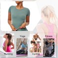 thumbnail image 3 of Camiseta deportiva para mujer Crop Top Bodycon O cuello manga corta, 3 of 8
