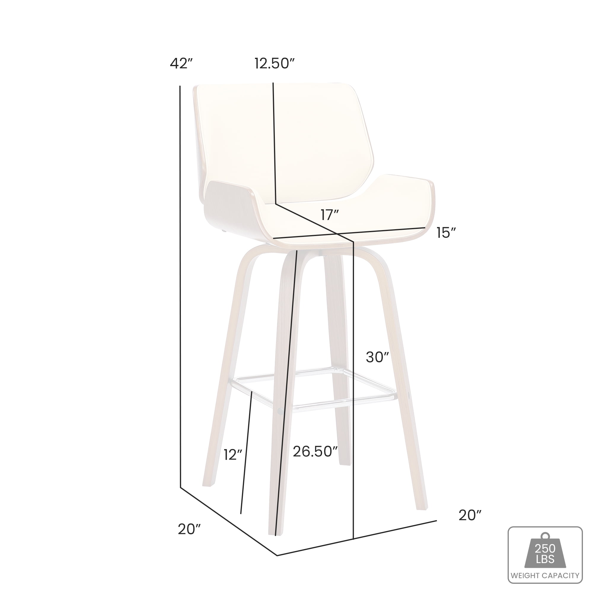 Tyler 30" Bar Height Swivel Brown Faux Leather and Walnut Wood Bar Stool - Set of 3
