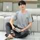 thumbnail image 3 of Conjunto de pijama de algodón para hombre, ropa de hogar holgada de manga fino corto, nuevo estilo, verano 2023, 3 of 5