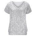 thumbnail image 6 of ADSSDQ Sequin Tops for Women V Neck Summer Sparkle Tanks Tops Shimmer Sleeveless Fashion Shirts for Party Night White S, 6 of 8