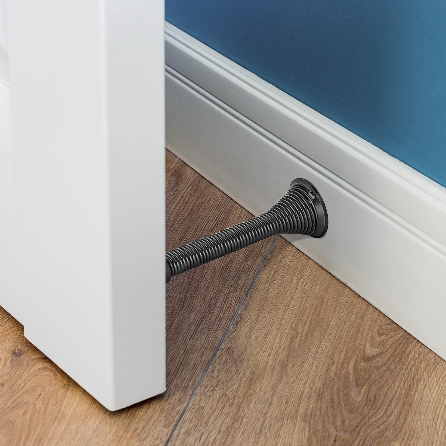 Door Stoppers, 6 Pack Black Spring Door Stops with Rubber Bumper, Door Stoppers for Bottom of Door