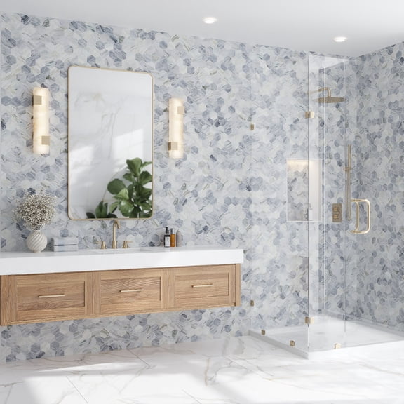 Toscana 12x10 in. Light Gray Honed Calacatta Bluette Hexagon Mosaic Wall and Floor Tile (4.38 sq ft/case, 5-Pack)