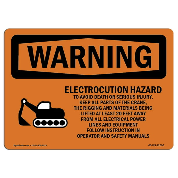 OSHA WARNING Sign Electrocution Hazard Crane Decal Protect Your