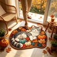 thumbnail image 4 of SLYNSHome Fall Irregular Floor Mat, Cute Sleeping Cat Pumpkin Non-Slip Bath Rug, Soft Washable Seasonal Shaped Carpet Roll Packed For Bathroom Living Room Entryway Decor, 4 of 7
