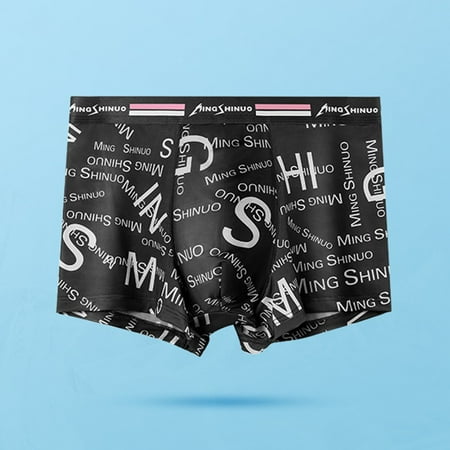 

ALSLIAO Mens Ice Silk Underwear Boxer Briefs Shorts Breathable Pouch Underpants Trunks Black 3XL