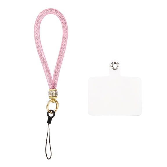 Uxcell Phone Lanyard, Nylon Detachable Wrist Strap with Phone Patches, Pink