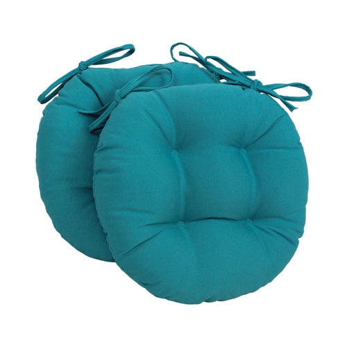 16-inch Solid Twill Round Tufted Chair Cushions (Set of 2) - Black