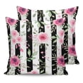 thumbnail image 7 of Outdoor Throw Pillow Cover Watercolor Pink Flower Green Leaves Waterproof Cushion Covers 2 Pack Spring Floral on Black White Stripe Pillow Cases Home Decoration for Patio Garden Couch Sofa, 7 of 7