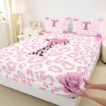 thumbnail image 4 of Erosebridal Fashion Pink Leopard Printed Queen Sheet Sets For Girls,Pink Bow Letter T Initial Monogram Bed Set 4pcs, 4 of 6