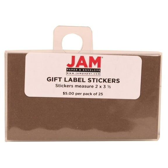 JAM Paper Gift Label Stickers, 2 x 3 1/2, Brown, 25/Pack