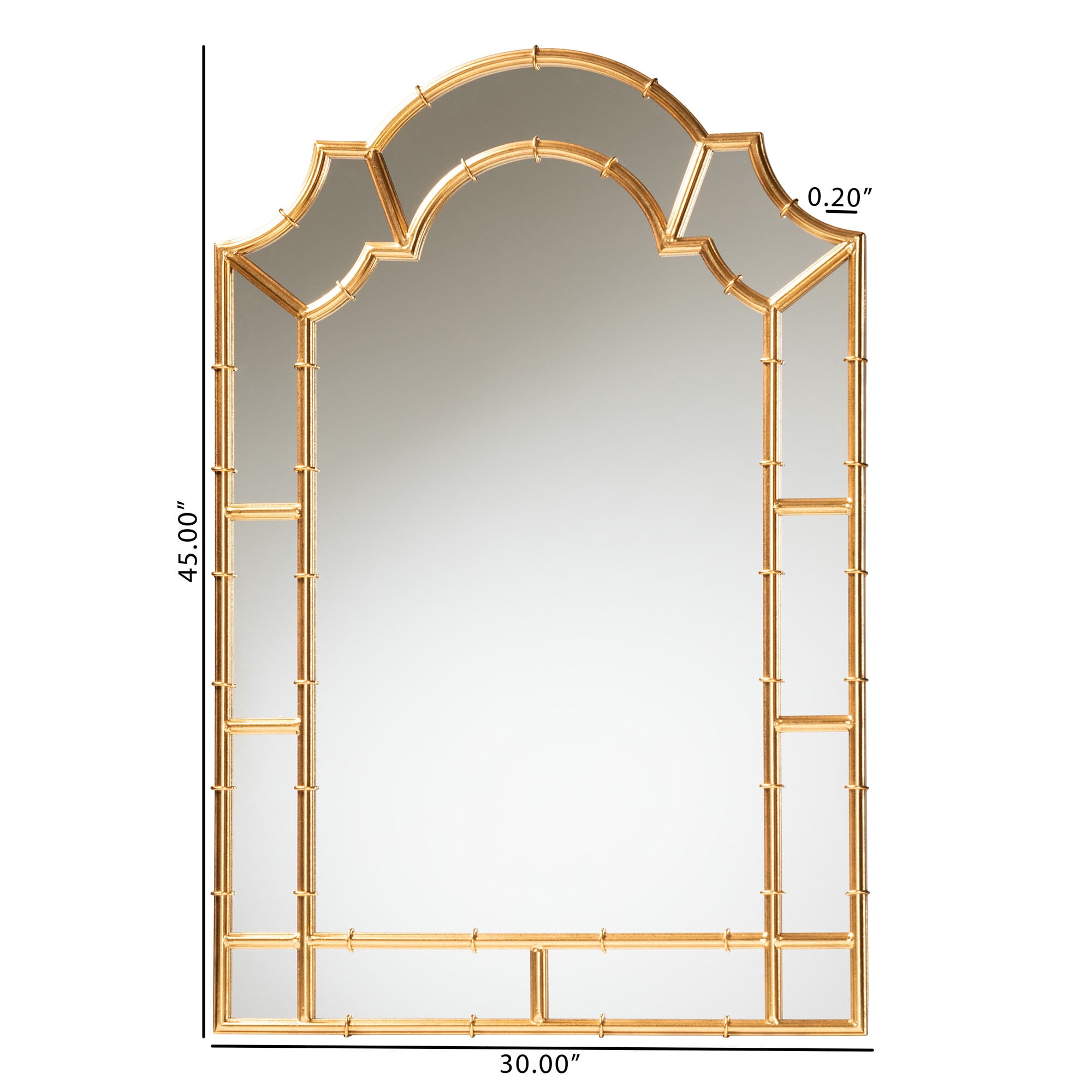 Baxton Studio Bedivere Modern Glam and Luxe Antique Goldleaf Metal Accent Wall Mirror