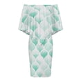 thumbnail image 4 of Green Morocco Watercolor Modern Geometric Art Women's Off The Shoulder Ruffles Summer Wedding Guest Loose Casual Party Beach Dress, 4 of 9