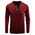 thumbnail image 3 of Lumtrix Mens Casual Short Sleeve Henley Shirts Fashion Button T Shirts with Pocket Long Sleeve Basic Plain Cotton Tee Shirts Wine L, 3 of 5