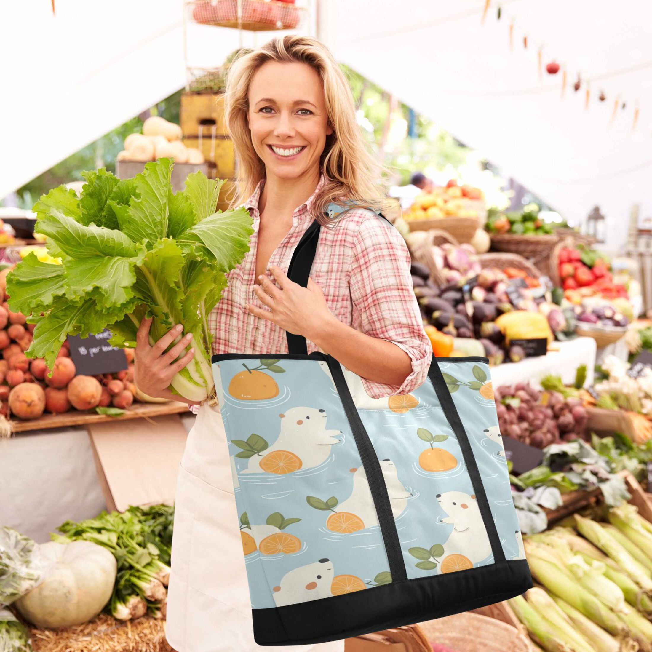 Large Hand-held Ice Pack Picnic Bag Insulation and Refrigeration Suitable for Shopping Picnics and Camping Wrasse