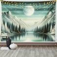 thumbnail image 2 of Ambesonne Mountain Tapestry Wall Hanging, Pastel Minty Lake Moon, 60"x40", Seafoam Laurel Green, 2 of 4