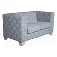 thumbnail image 2 of Reah Loveseat, Knitted Light Blue Chenille, White Wood Legs, 63 Inch, 2 of 9