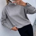 thumbnail image 5 of Lovskoo Sweaters for Women Turtleneck Long Sleeve Solid Color Sweater Top Gray, 5 of 8