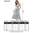 thumbnail image 5 of Smocked Maternity Boho Dress Casual Spaghetti Strap Ruffle Sleeveless Swing Summer Maxi Dress, 5 of 5