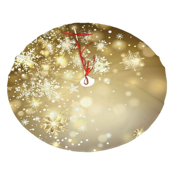 Christmas Tree Skirt 30" Elegant Gold Christmas Snowflake (2) Xmas Tree Skirts Mat for New Year Holiday Christmas Party Decorations
