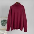 thumbnail image 5 of Women'S Sweater Fall Winter Chunky Knitted Pullover Ribbing Hem Trendy Basic Jumper Top Wine Red L, 5 of 6